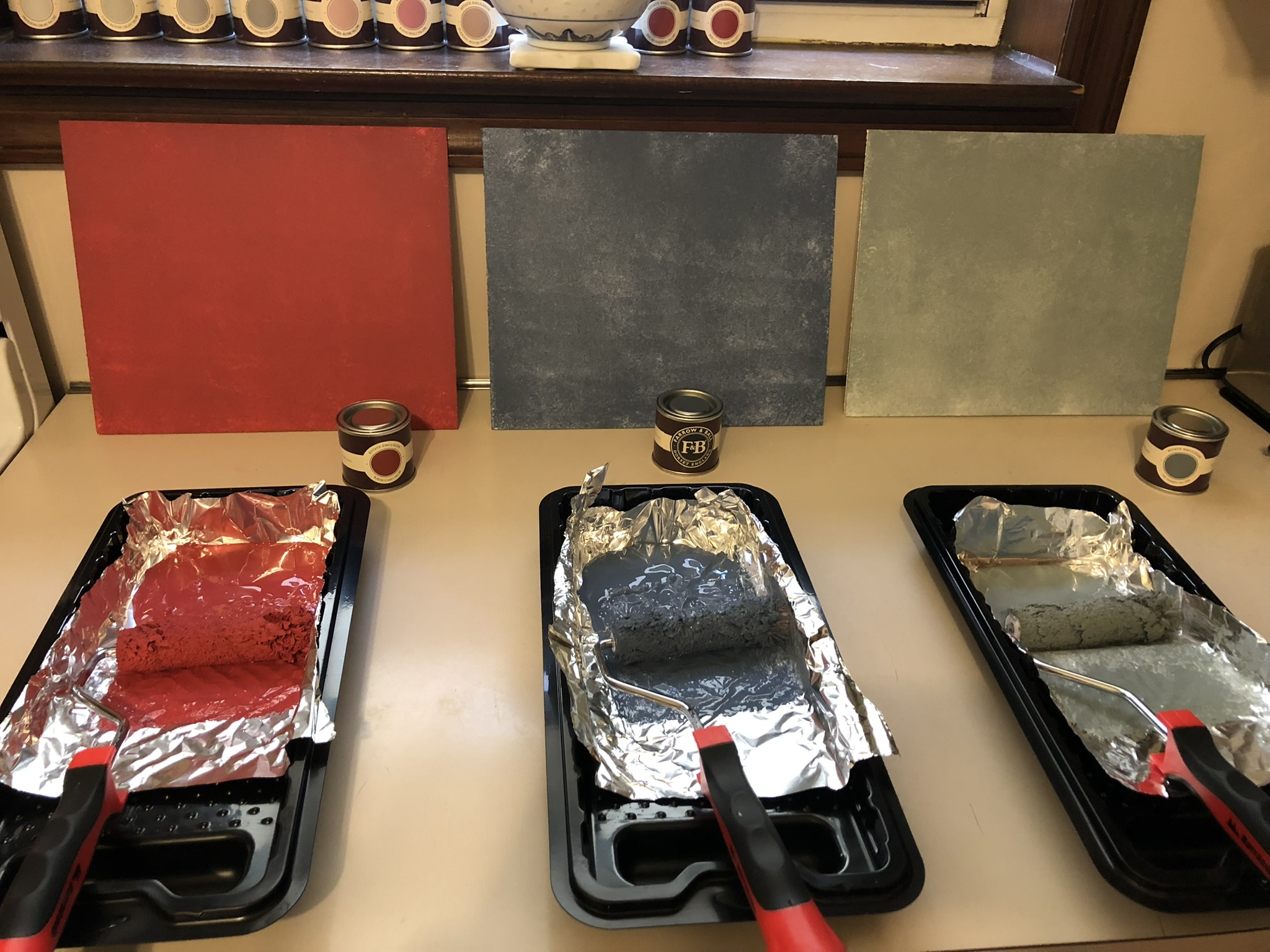 Paint color samples being tested