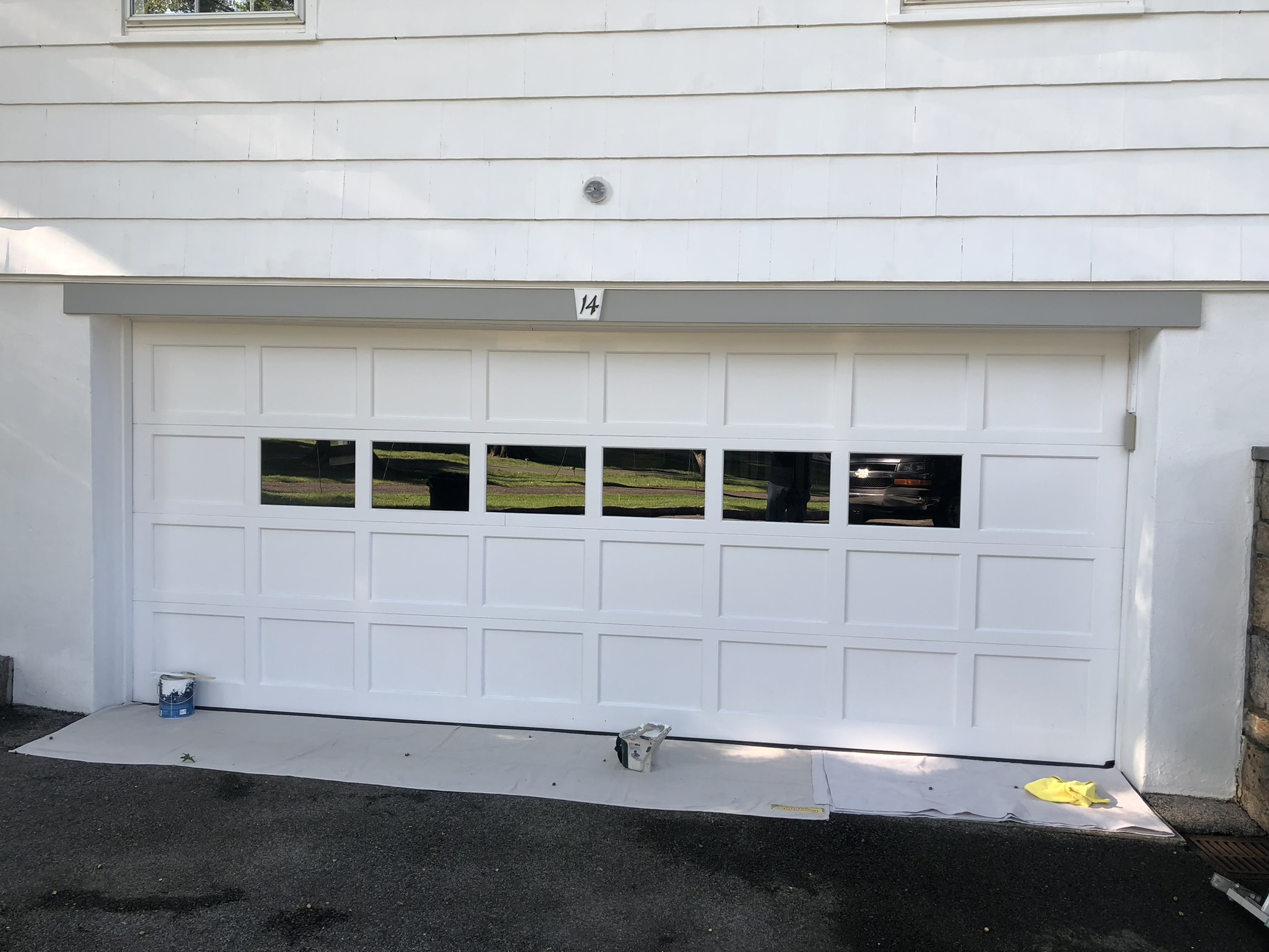 Freshly painted garage door and exterior
