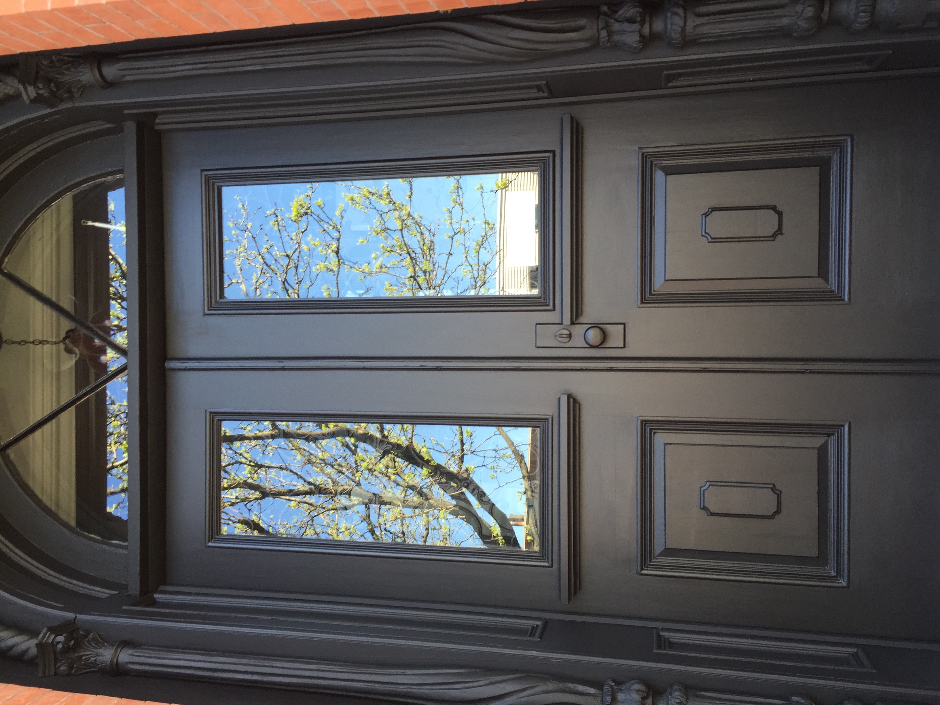 Painted ornate exterior double doors